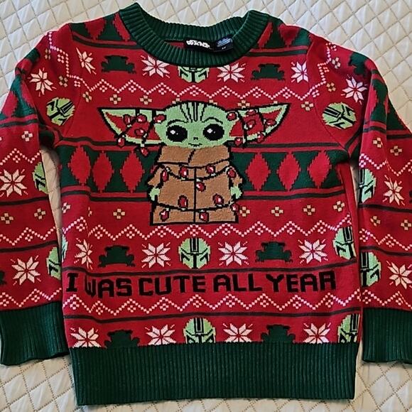 Star Wars Christmas Sweater 3T baby Yoda - Picture 1 of 3